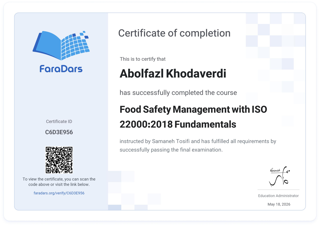 اخذ گواهی مدیریت ایمنی غذایی (iso22000)